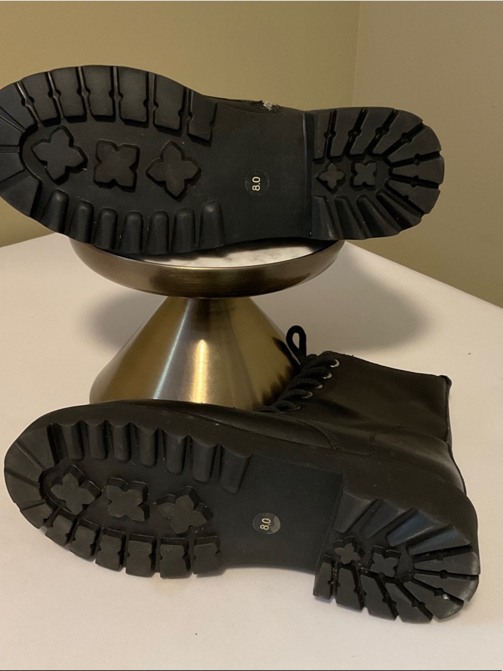 Steve Madden Black Lace-Up Platform Combat Boots - Picture 4 of 4